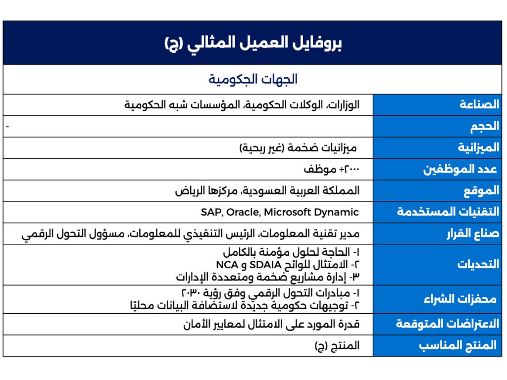 جدول بروفايل العميل المثالي للجهات الحكومية