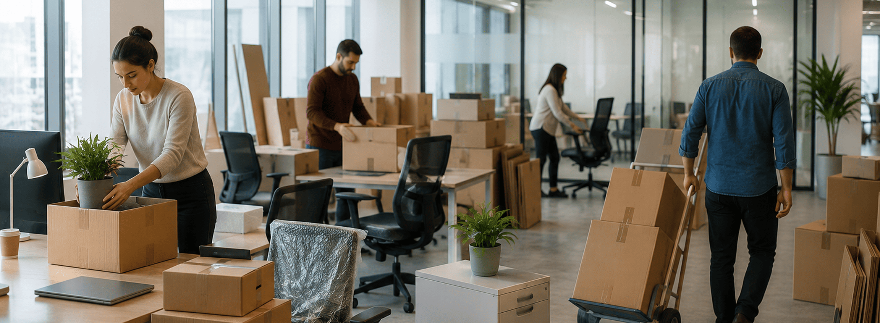 Warm office reception and workplace interior