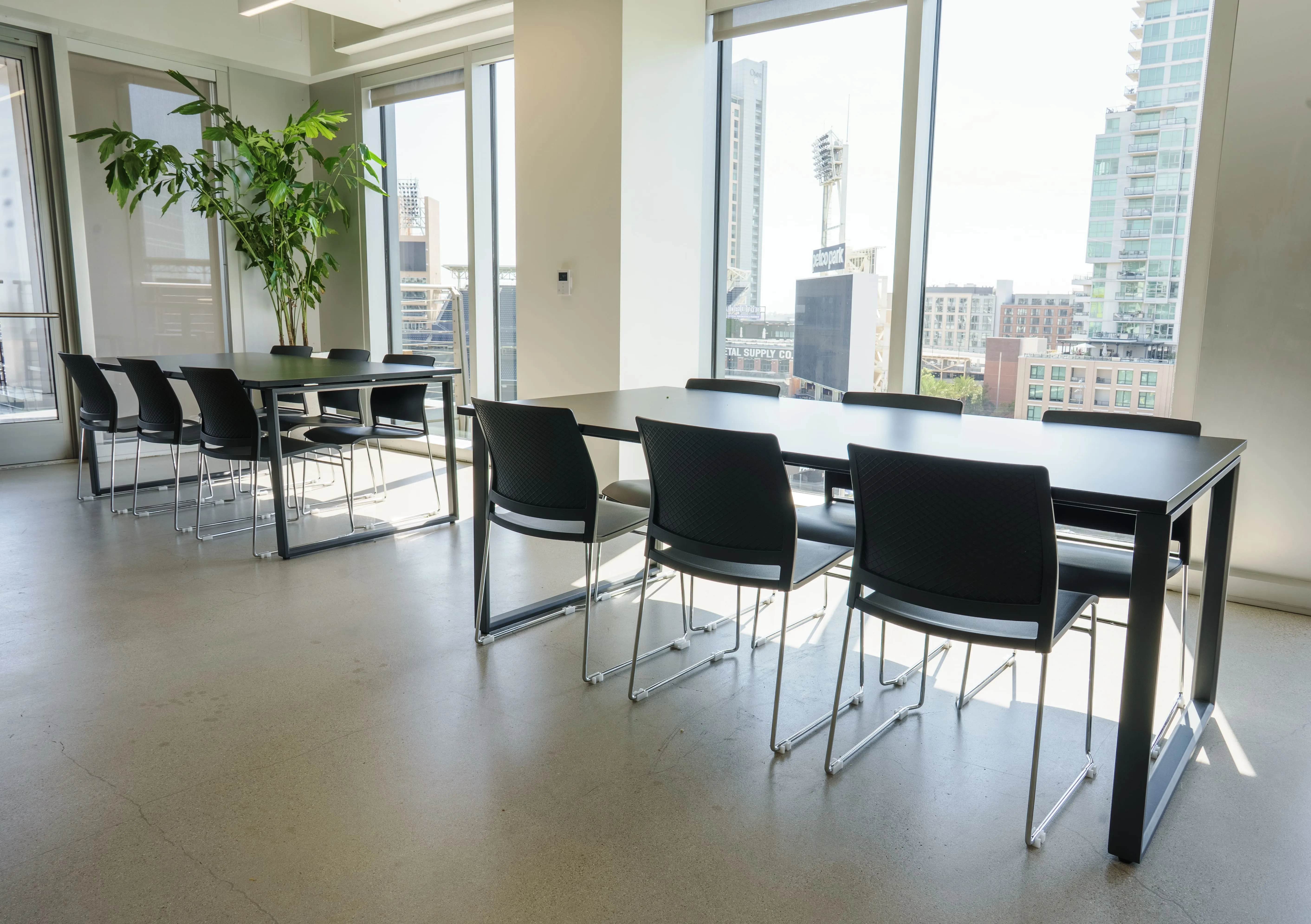 Warm office reception and workplace interior