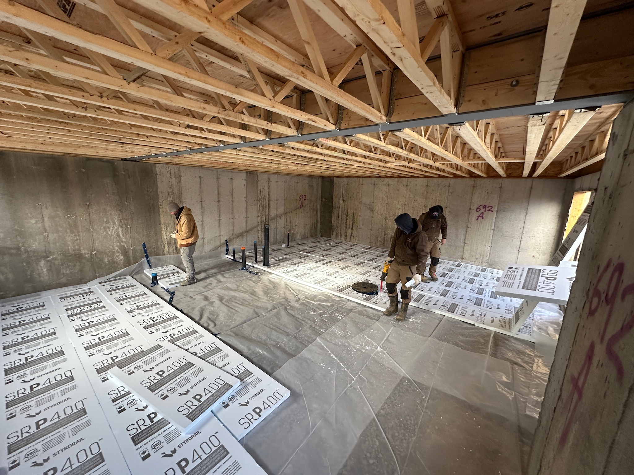 692 Crystal St lower-level construction progress