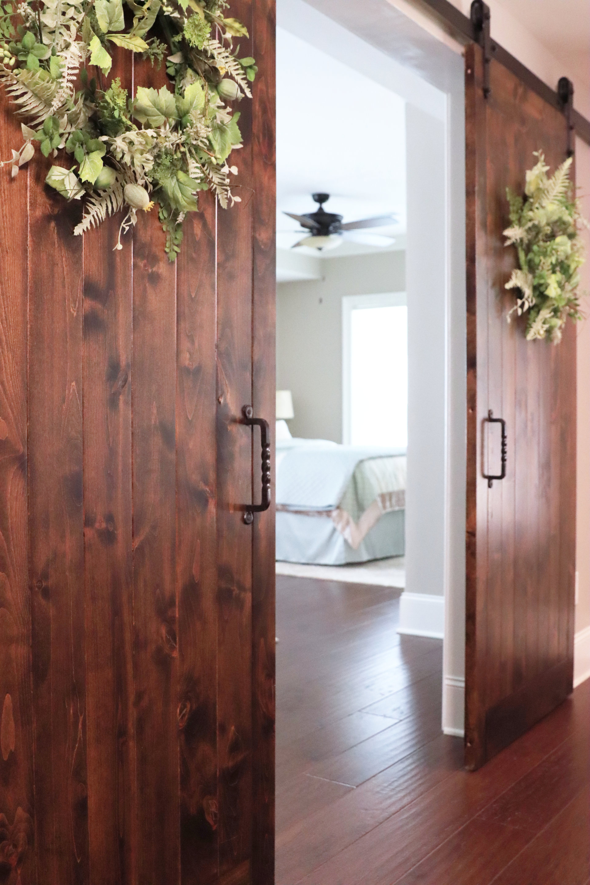 Basement bedroom barn doors