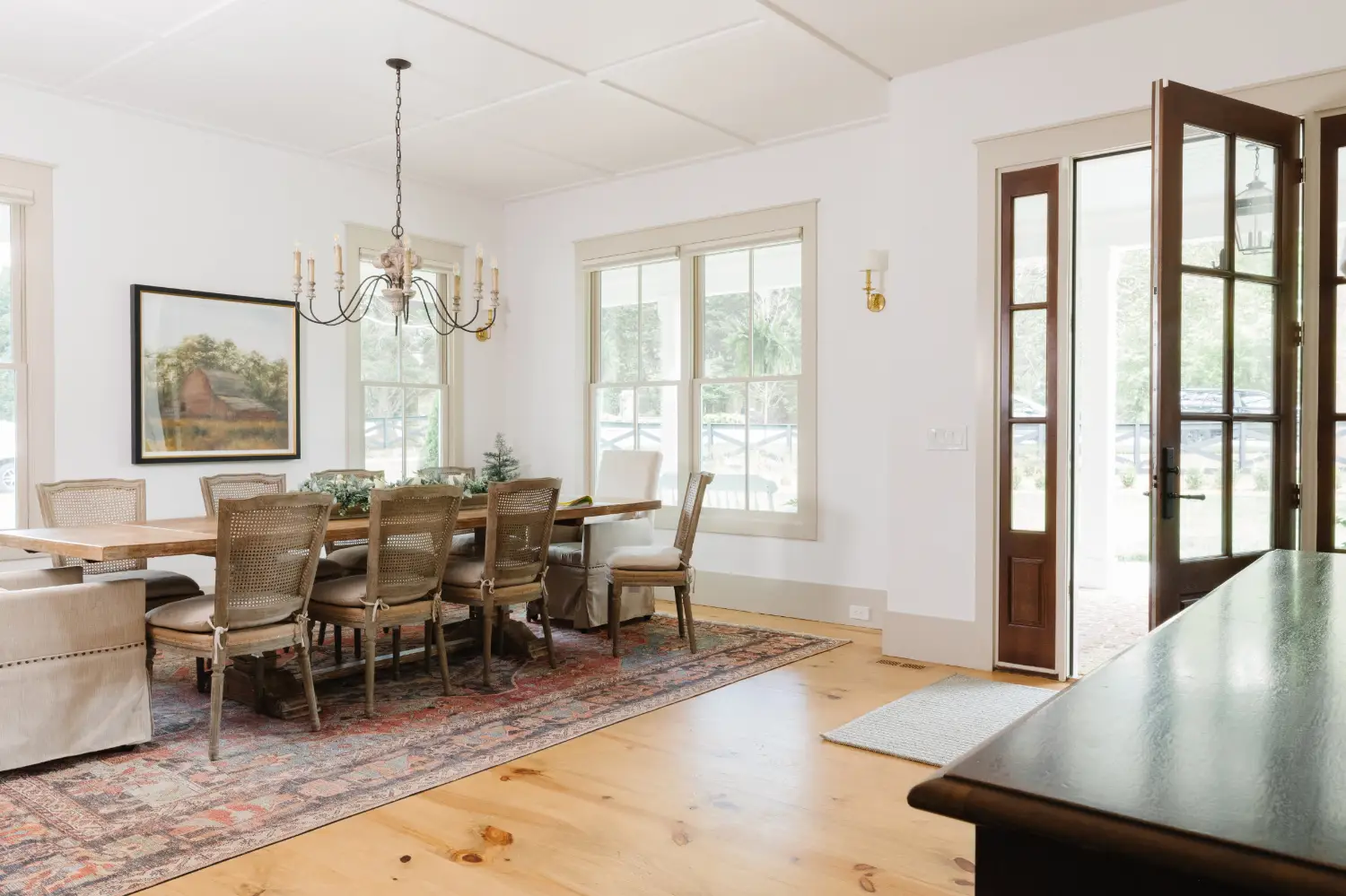 Custom farmhouse with large foyer and open floor plan