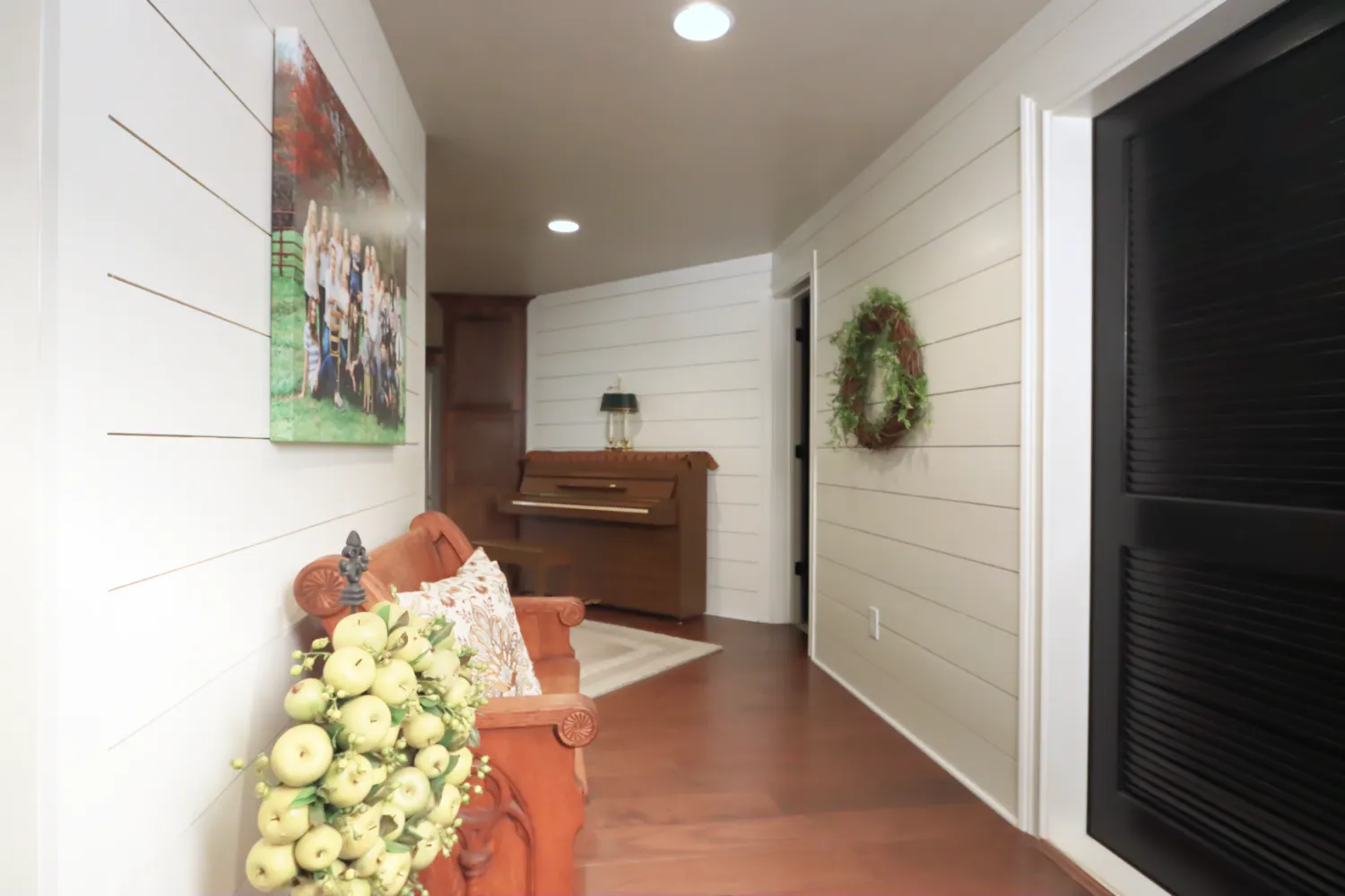 Basement Buildout with shiplap wall decor.