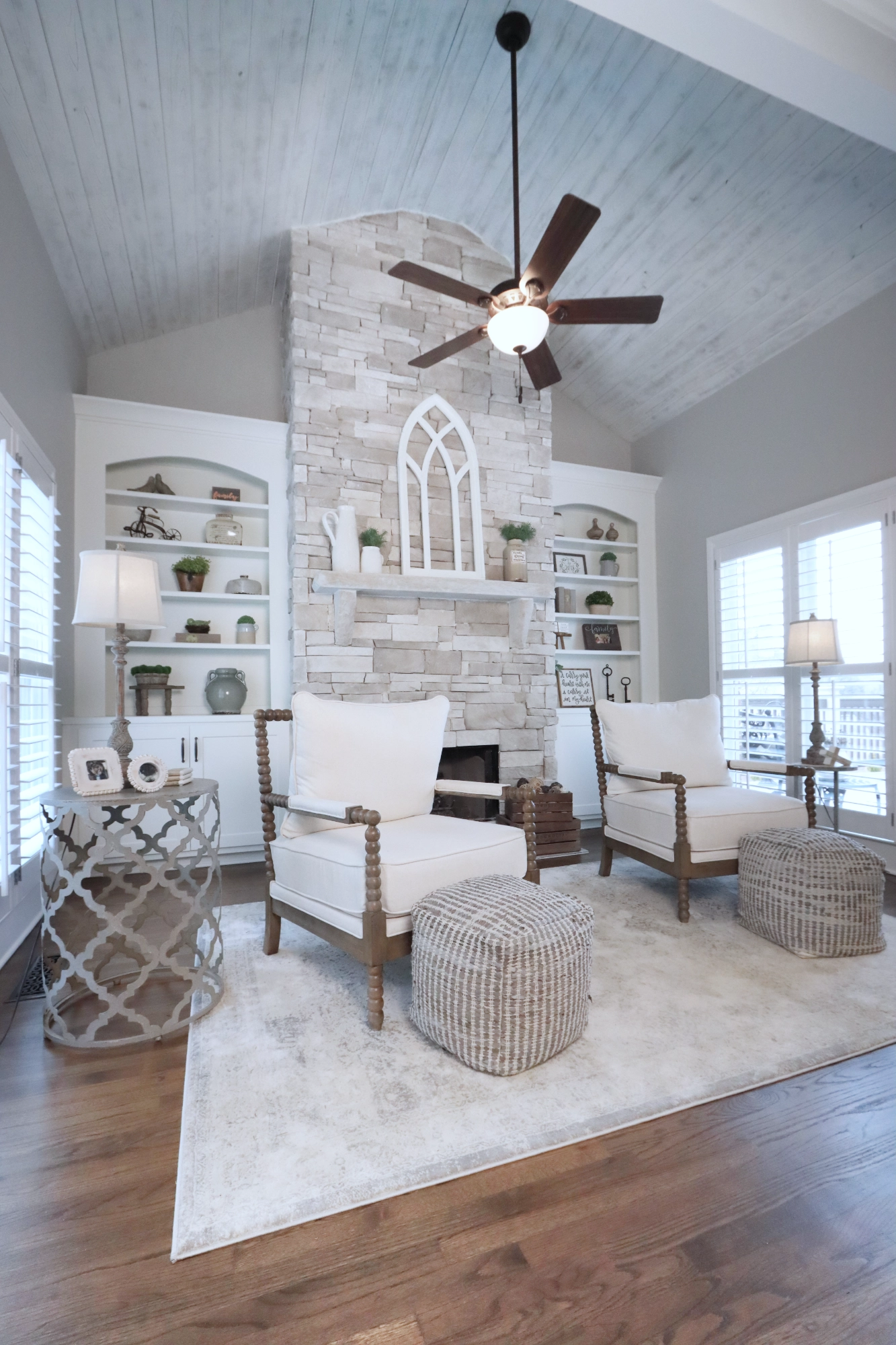 Renovation with painted fireplace