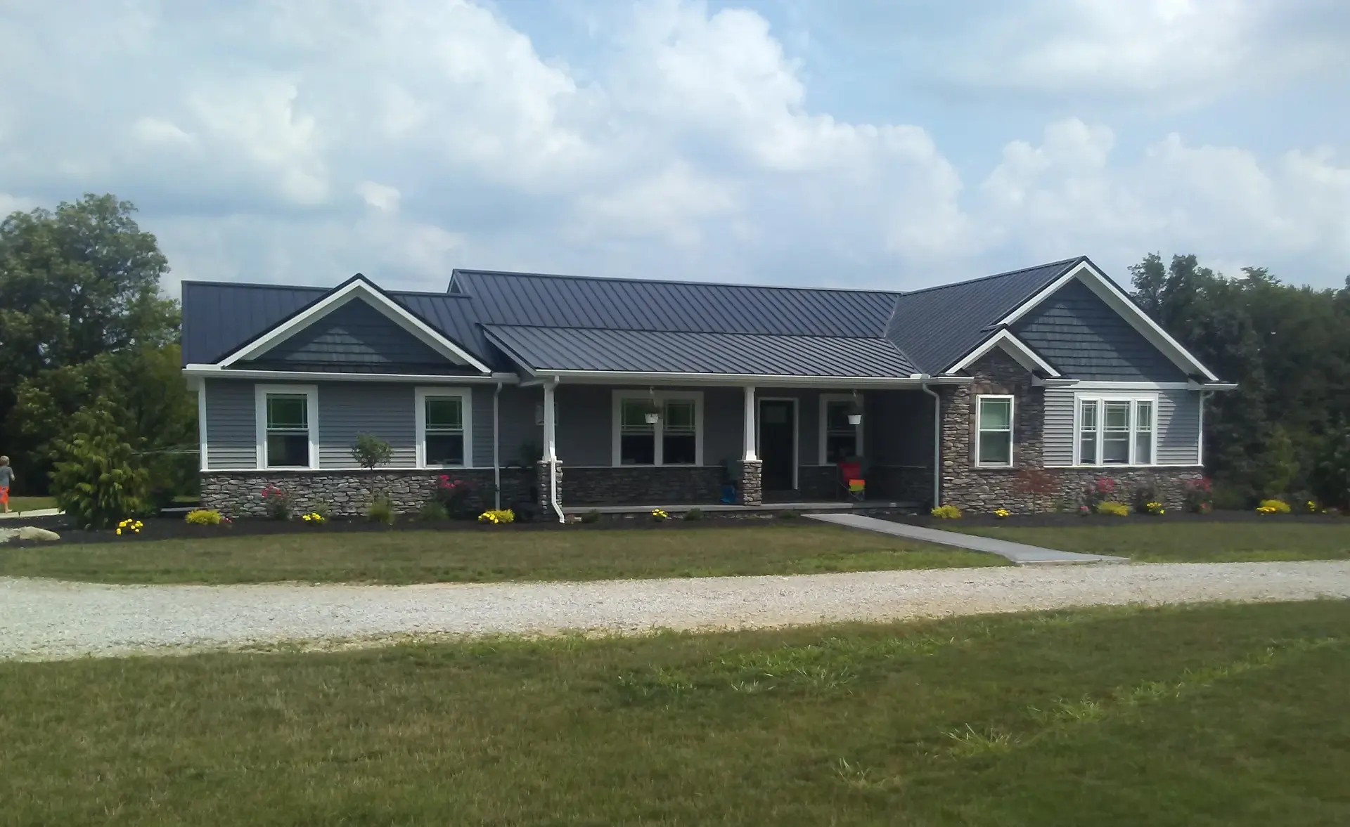 residential home construction with front porch
