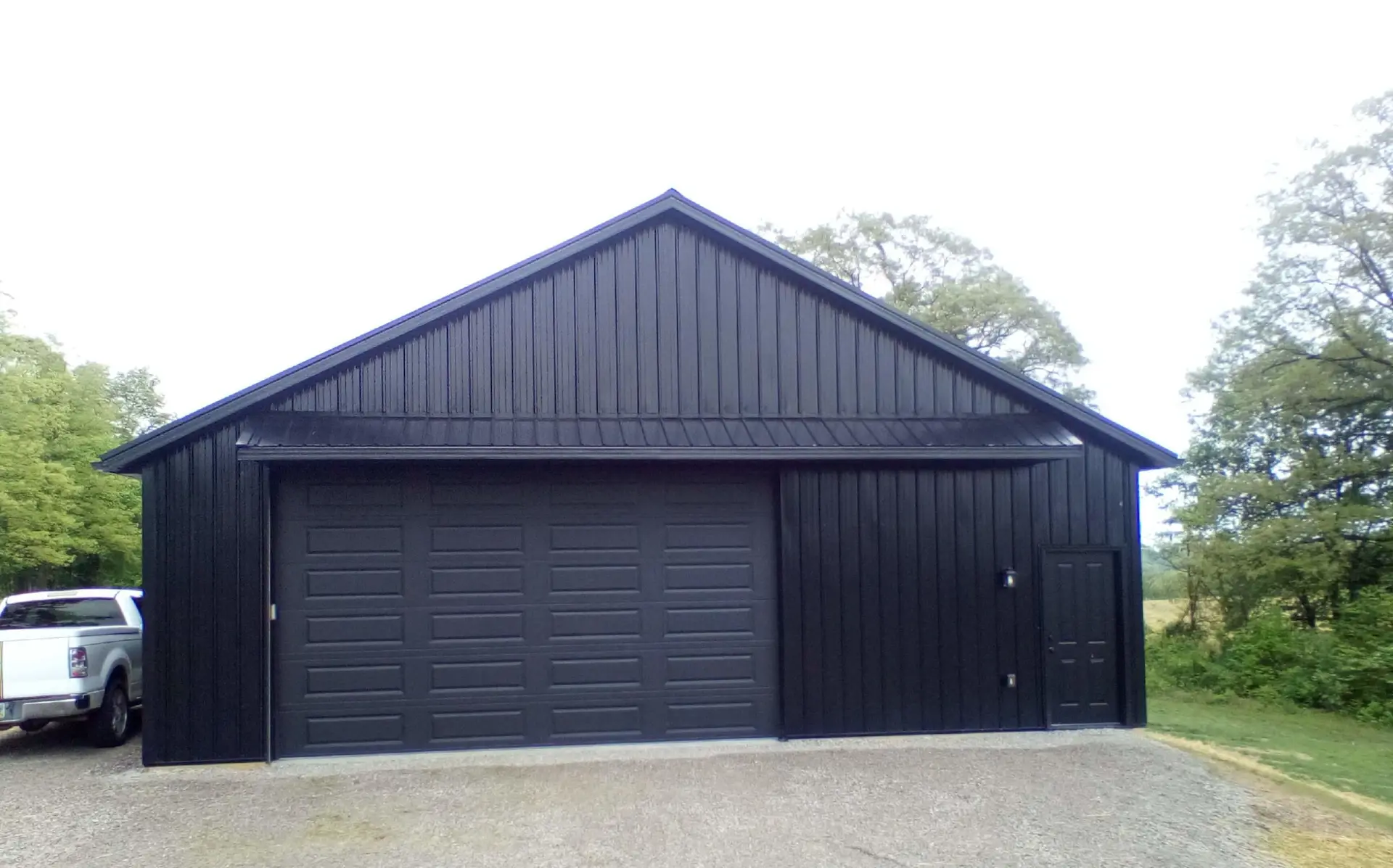 black detached garage