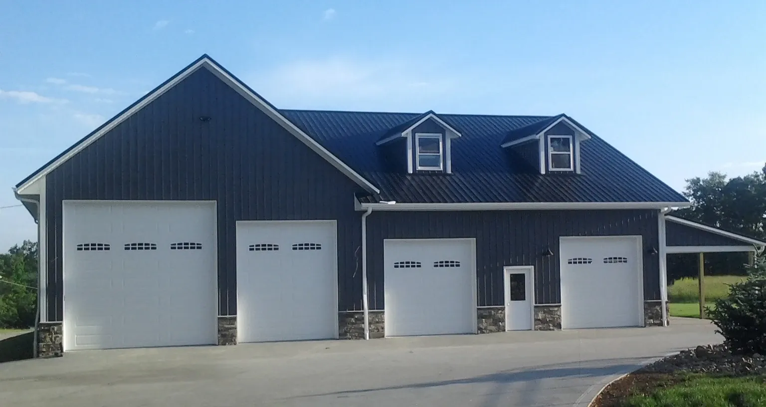 home with many garage doors