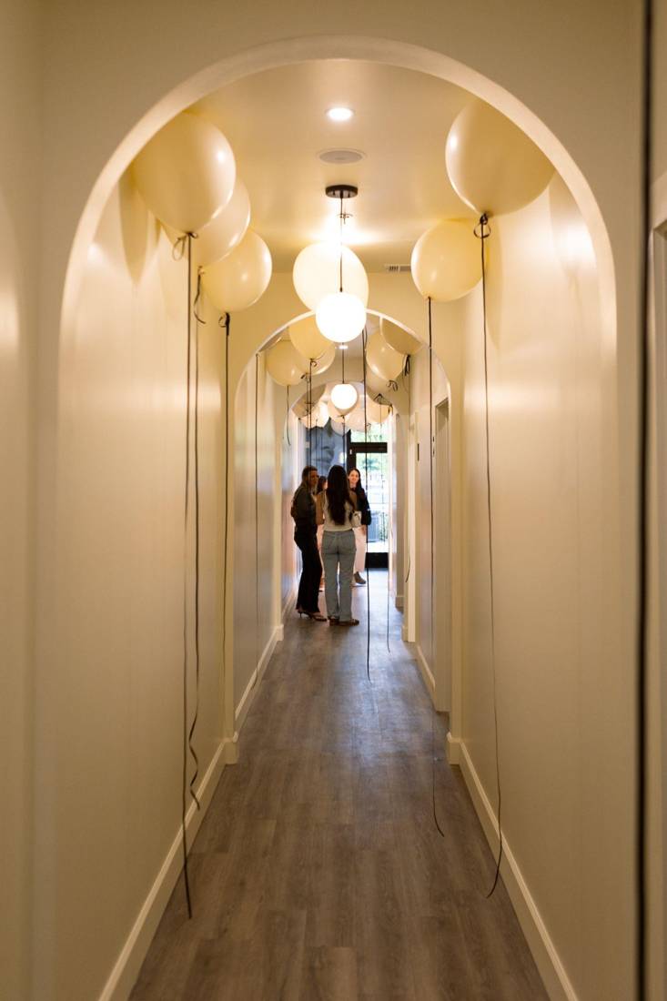 Balloon-lined hallway at a STILL Studios private event in Hoover, Alabama