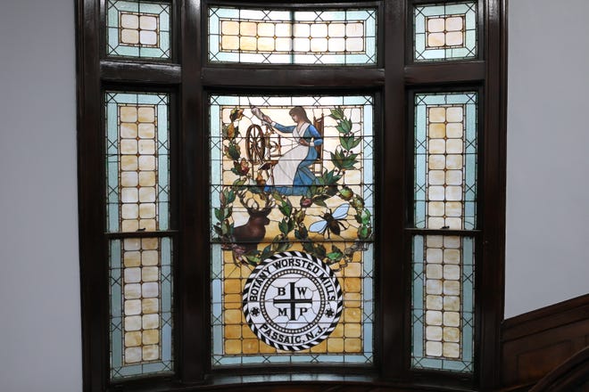 A Tiffany stained glass window is shown in the Mint Properties office building in Passaic. Tuesday December 10, 2019