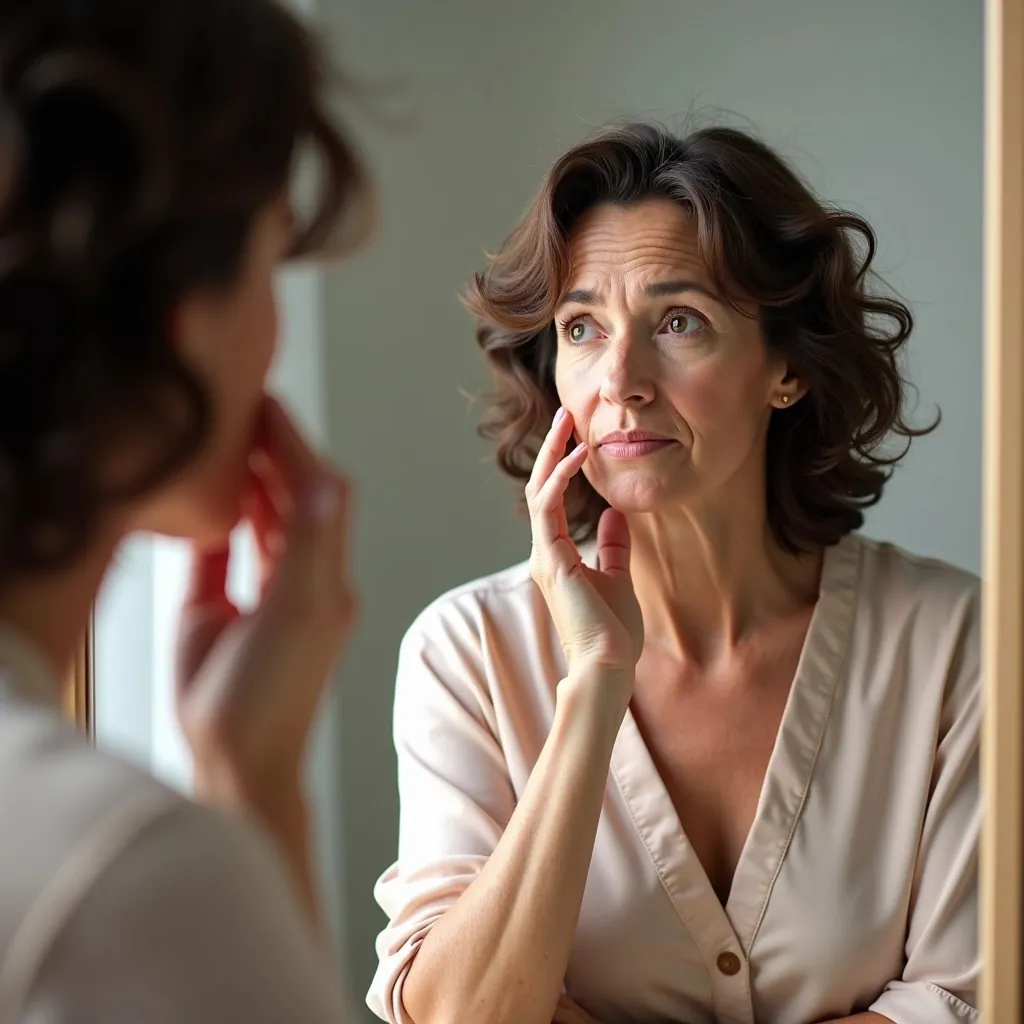Femme pensive devant son reflet