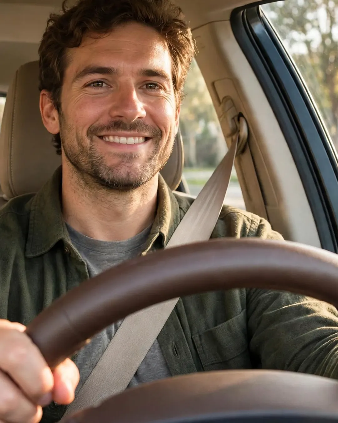 Conducteur au volant qui garde le contrôle