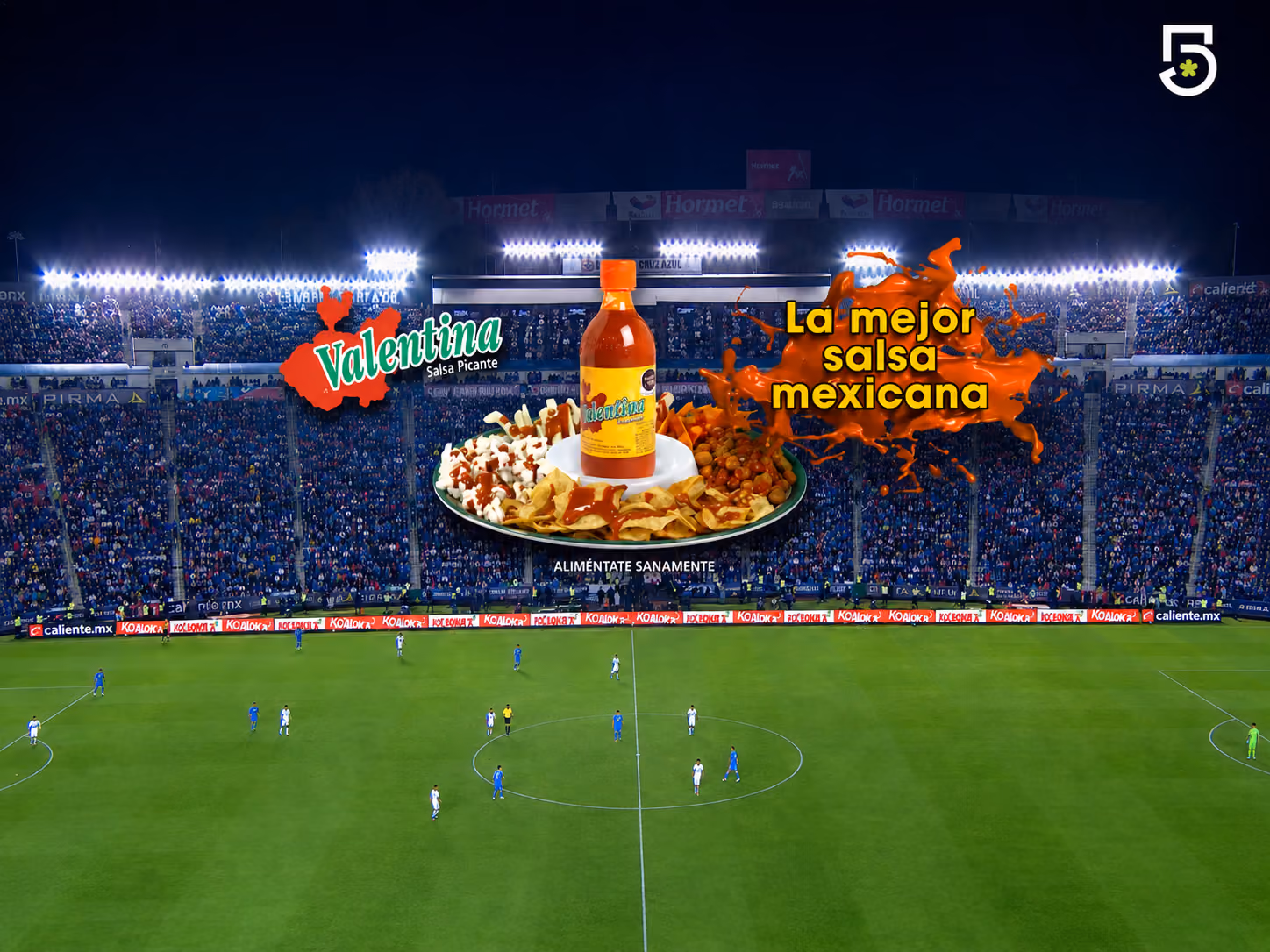 Anuncio de Salsa Valentina transmitido en televisión durante un partido