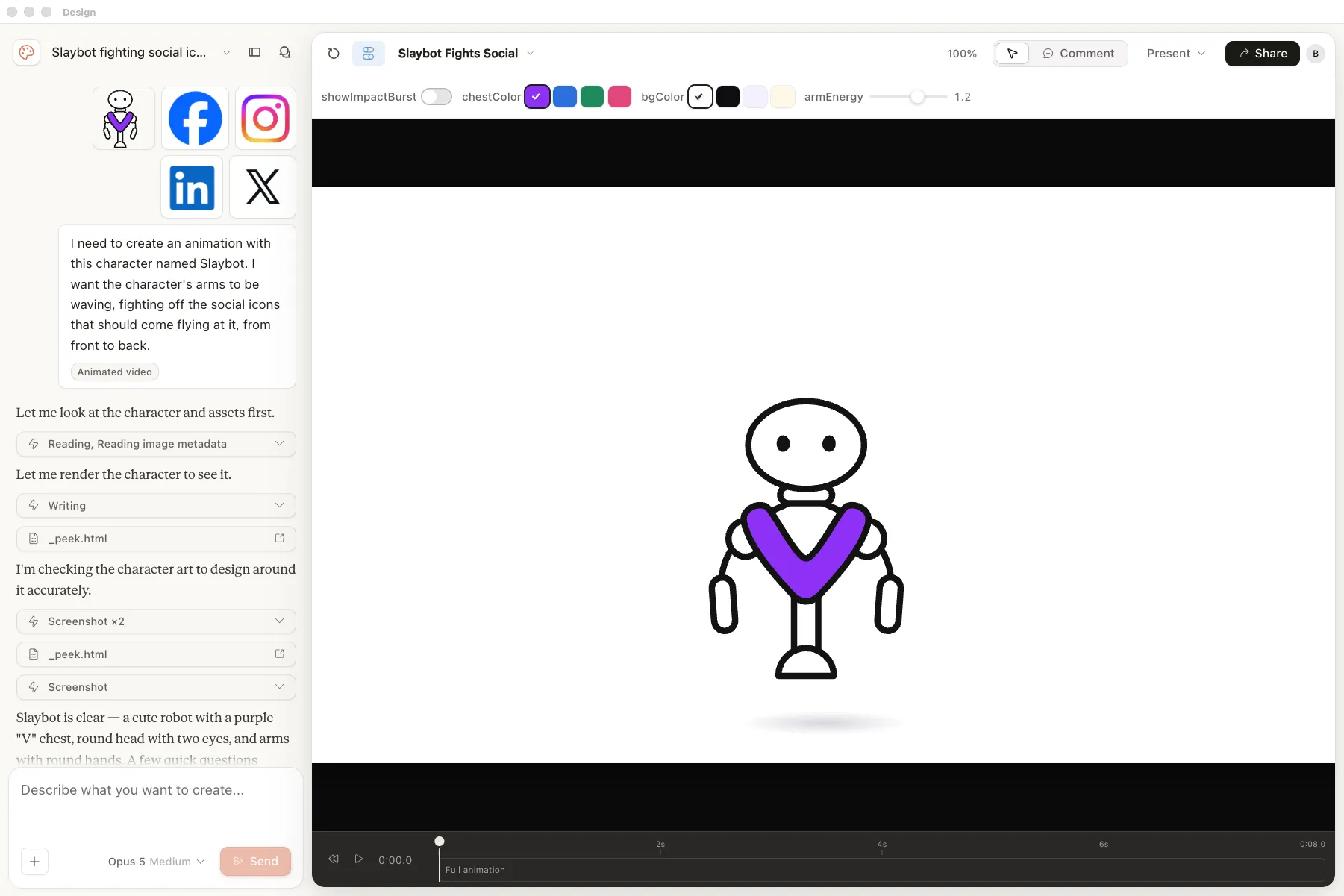 Prompts used to create Slaybot animation from images
