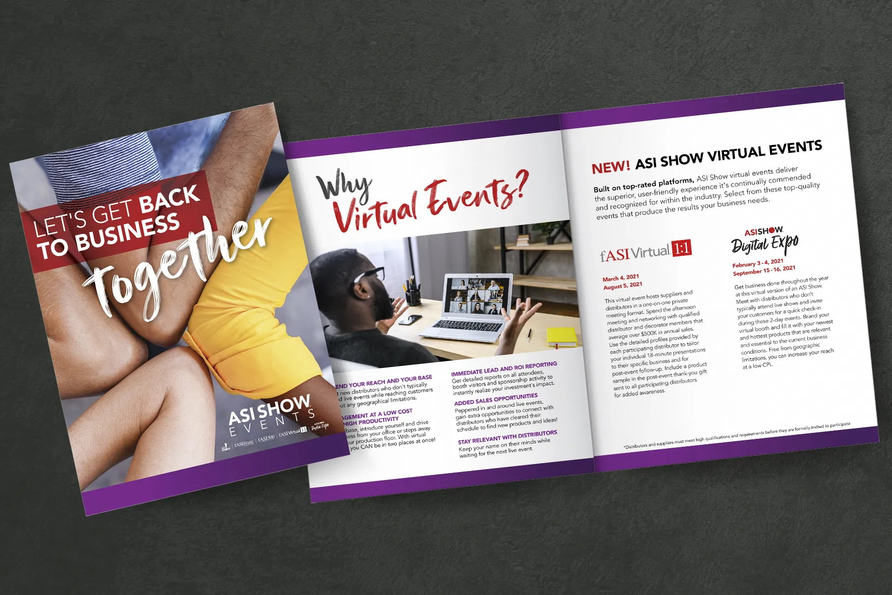 A brochure designed for The ASI Show! virtual events during COVID.