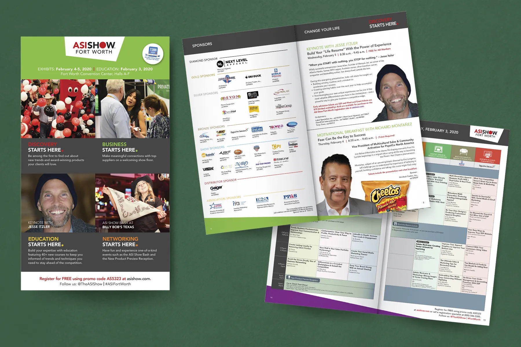 An image of a pre-event brochure designed for The ASI Show! Fort Worth.