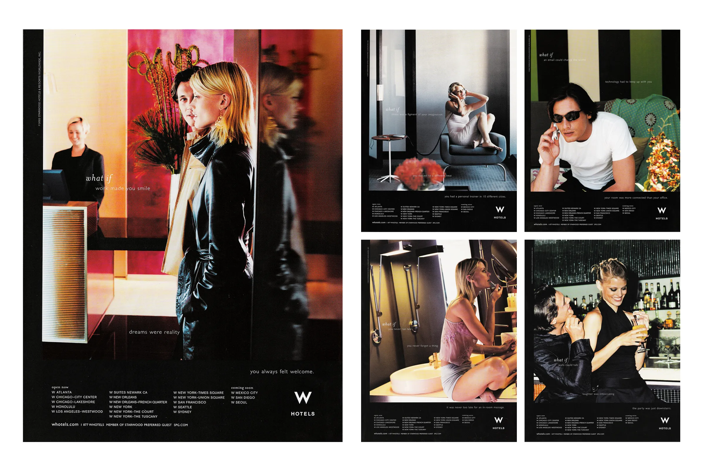 A series of advertisements designed for W Hotels, titled What if?