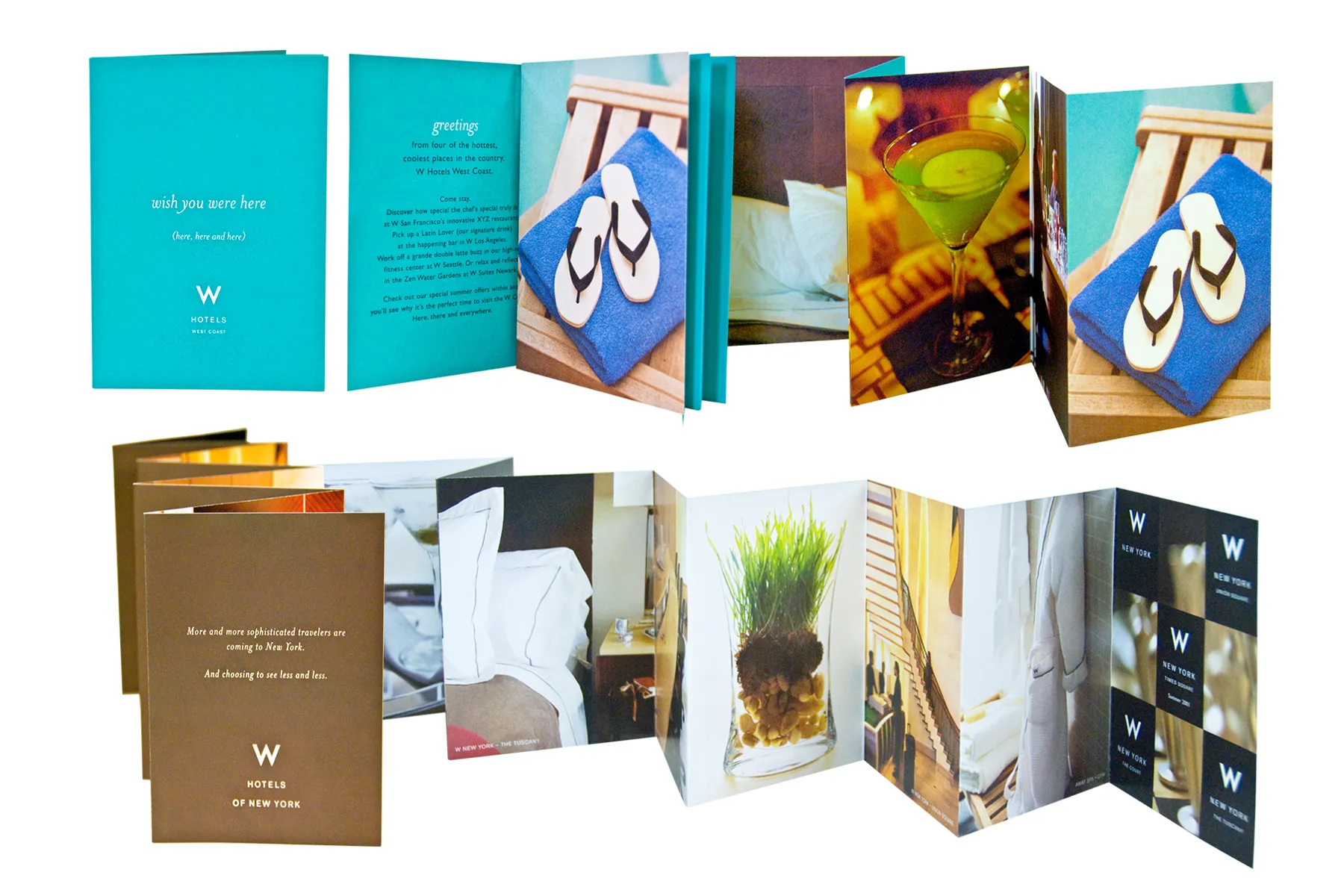 accordion brochures designed for W Hotels.