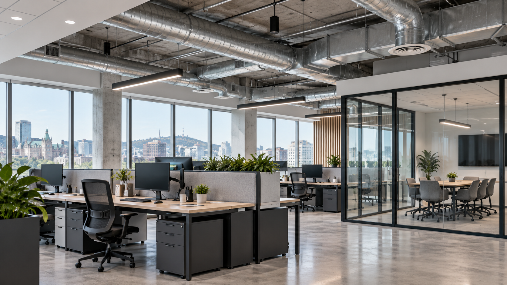 image d'un bureau partagé avec ventilation