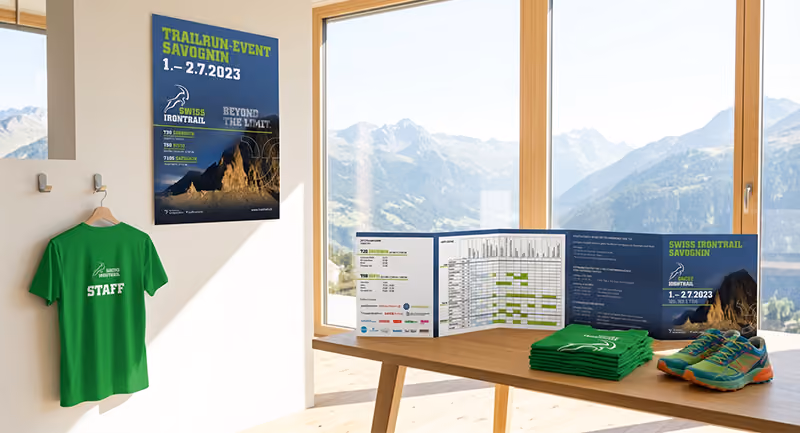 Werbematerialien für den Swiss Irontrail 2023