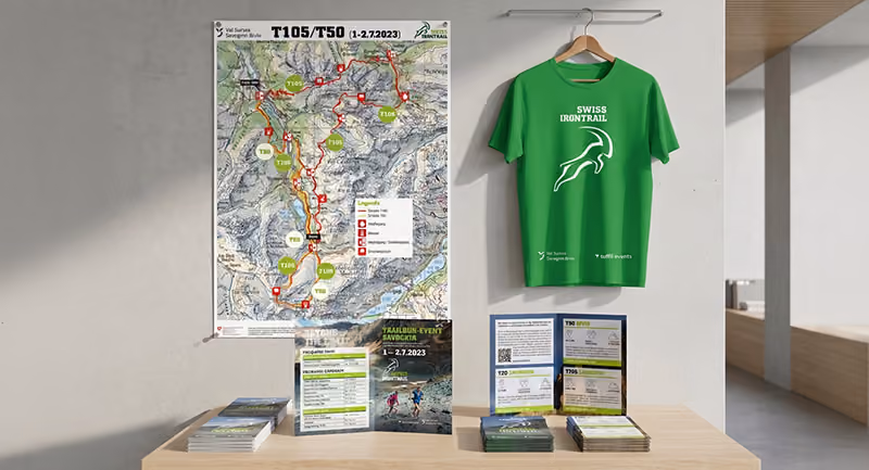 Werbematerialien für den Swiss Irontrail 2023