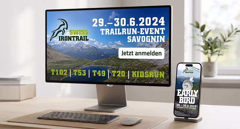 Werbematerialien für den Swiss Irontrail 2023