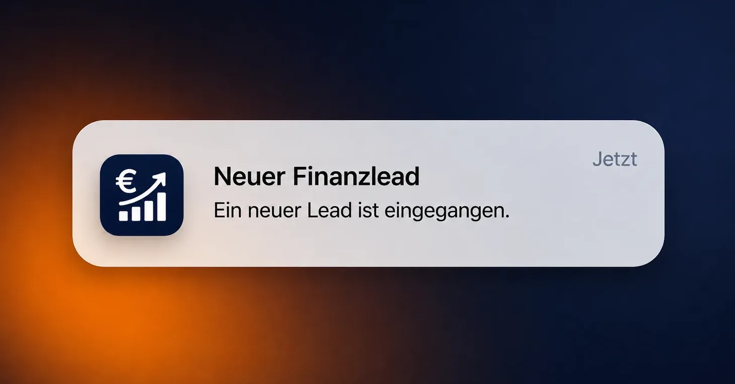 Push-Benachrichtigung: Neuer Finanzlead, ein neuer Lead ist eingegangen