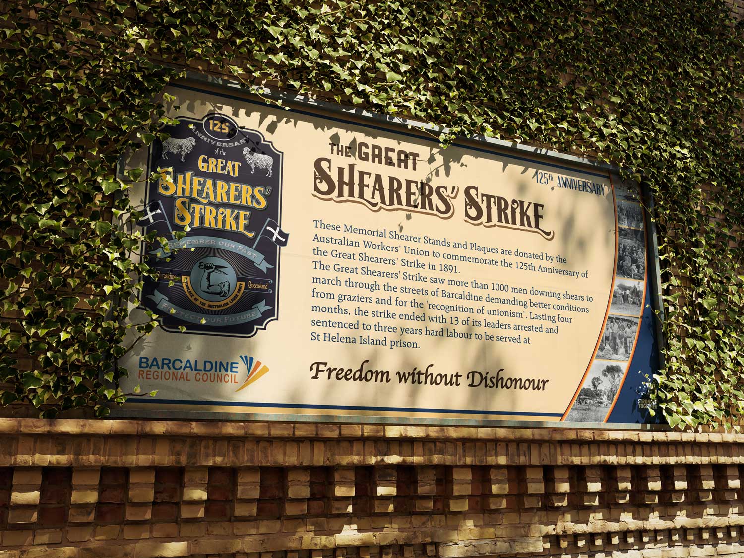 Barcaldine Shire Council Shearers Strike billboard