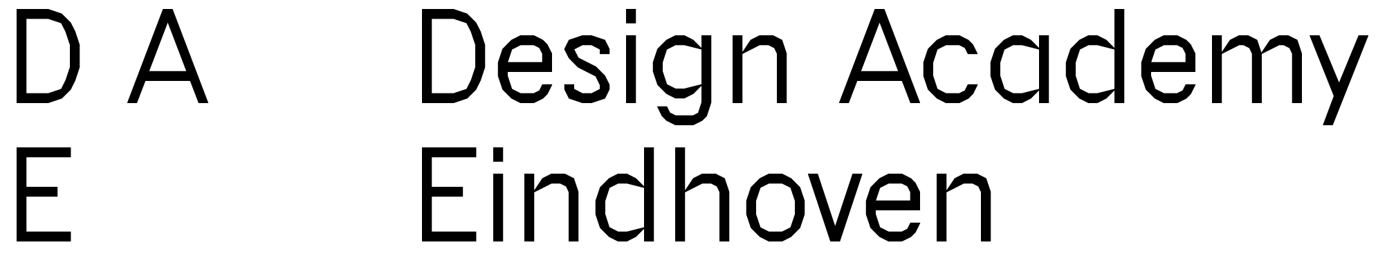 Design Academy Eindhoven logo made up of the letters "D A E" stacked, with the name alongside.