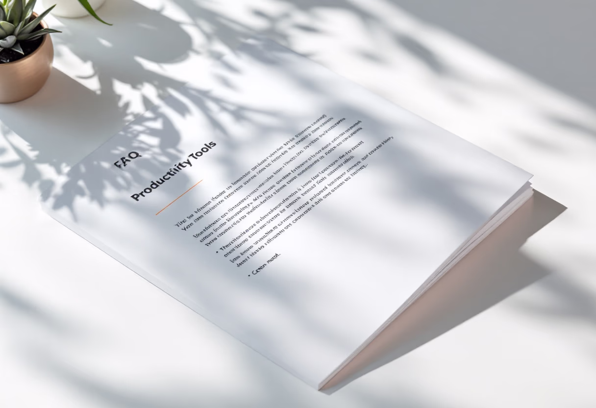 image of a document with faqs (for a productivity tools business)