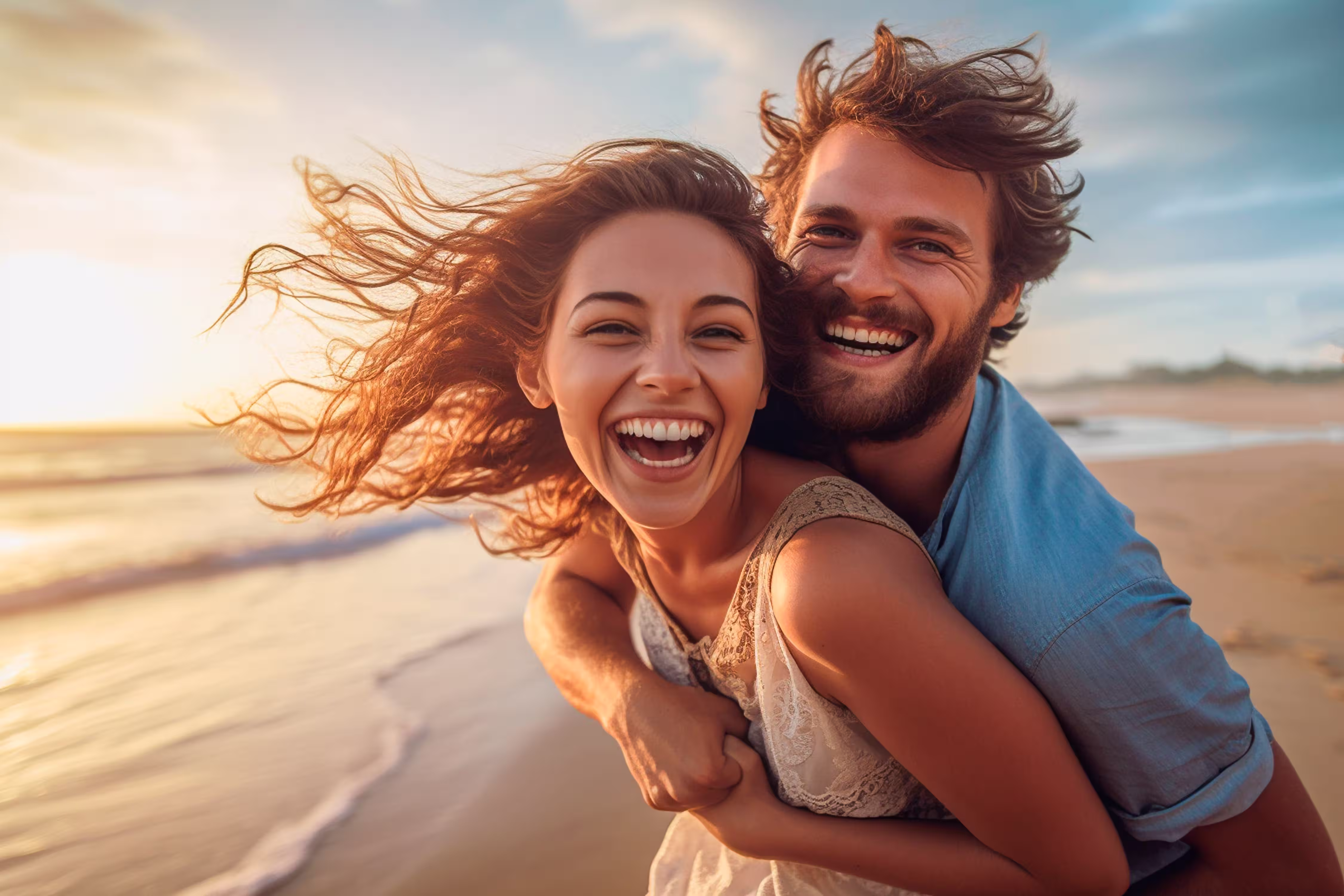Couple laughing together on a beach, Schedule 3 warning letter from the Department