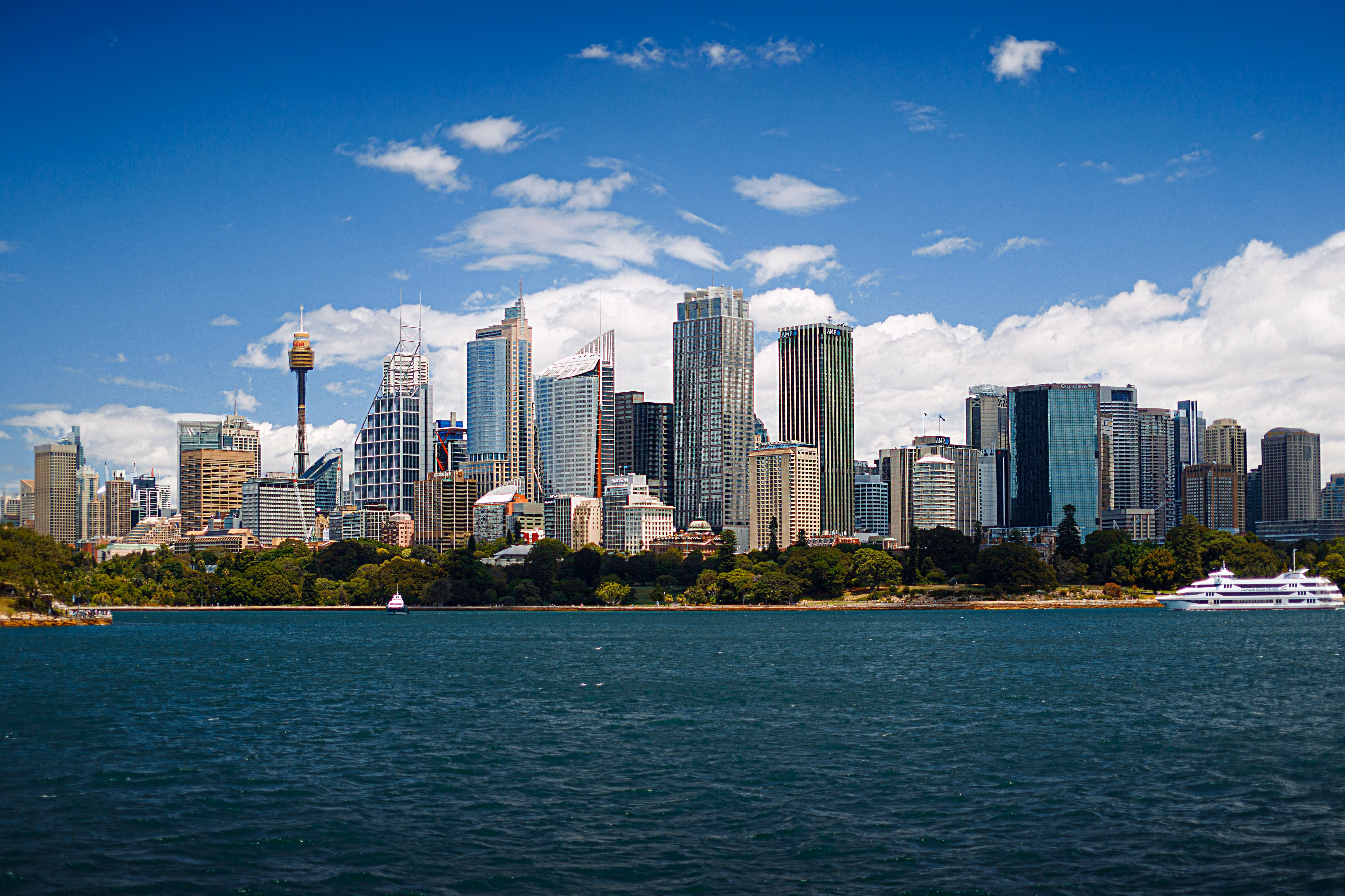 Sydney Harbour at dusk with the Harbour Bridge and city skyline
