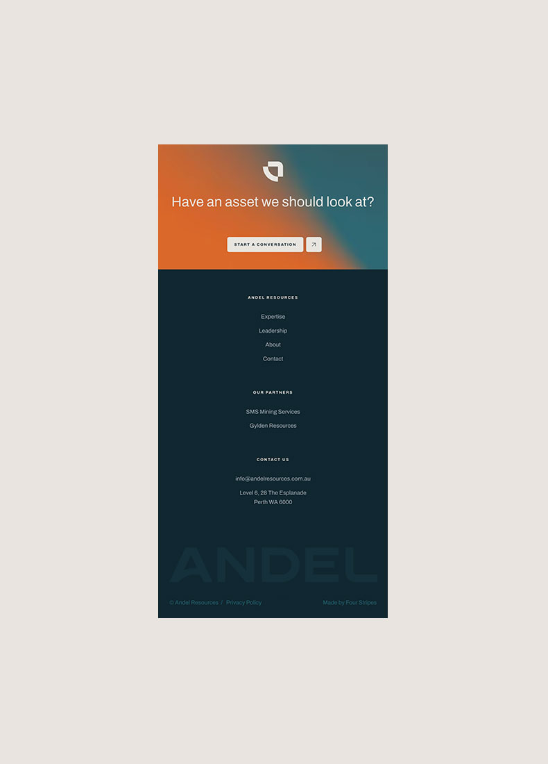 Andel Resources brand identity design by Four Stripes, image 7.