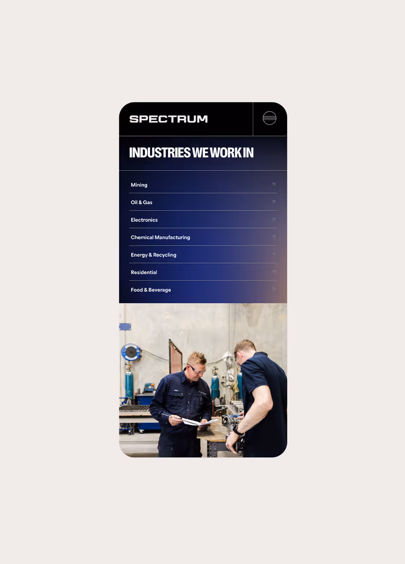 The Spectrum Welding website by Four Stripes, image 3.