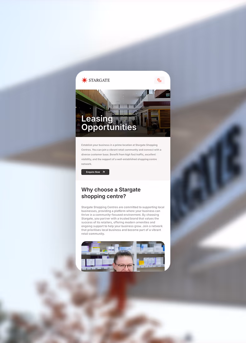 The Stargate Shopping Centres website by Four Stripes, image 4.