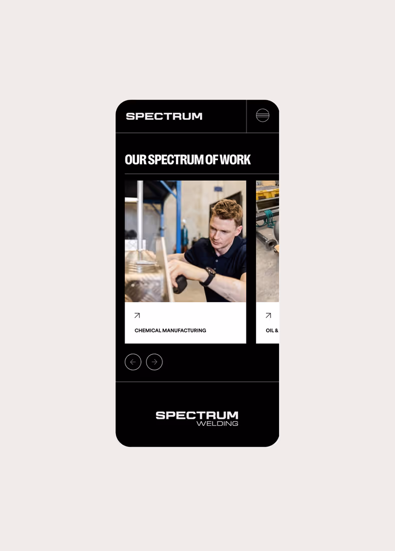 The Spectrum Welding website by Four Stripes, image 8.