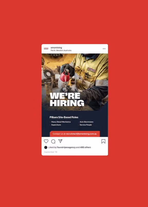 SMS Mining hiring for Pilbara site roles: diesel mechanics, supervisors, electricians, service people.