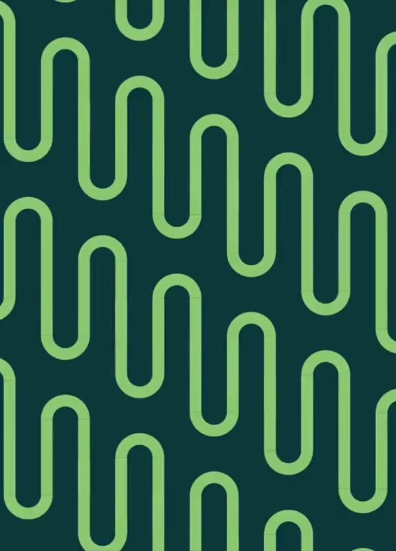 Green curved vertical lines pattern on a dark teal background forming a repeating design.