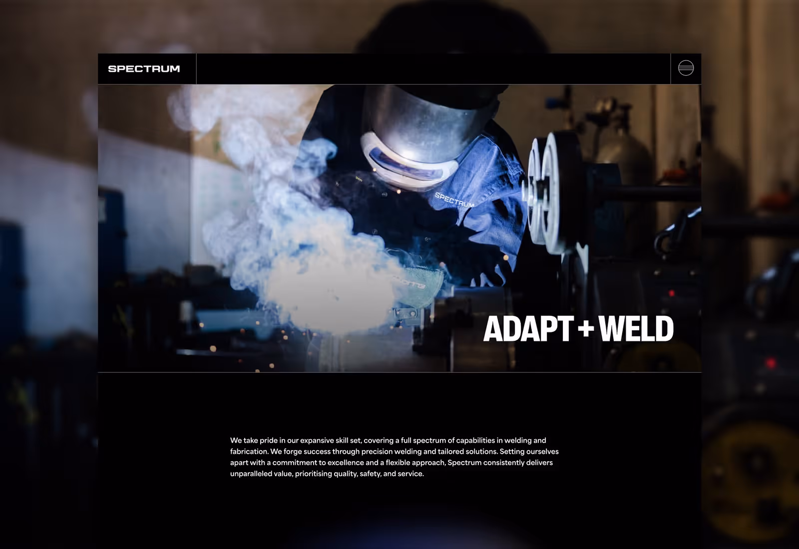 The Spectrum Welding website, designed and built in Webflow by Four Stripes.
