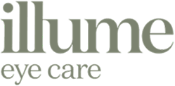 Illume Eye Care logo text in a serif font on a muted background.