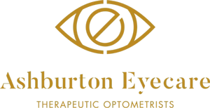 Ashburton Eyecare logo with stylized eye graphic and text 'Therapeutic Optometrists'.