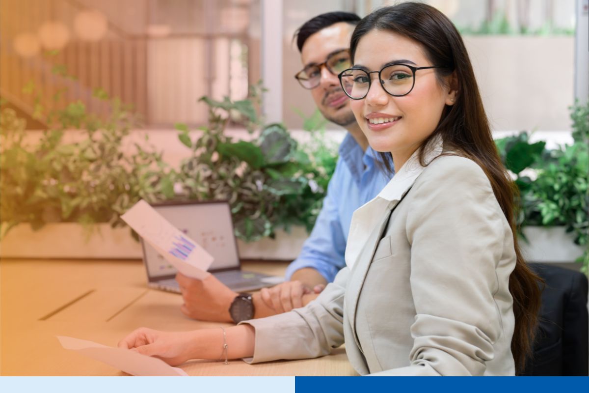 Young professionals collaborating in modern workspace