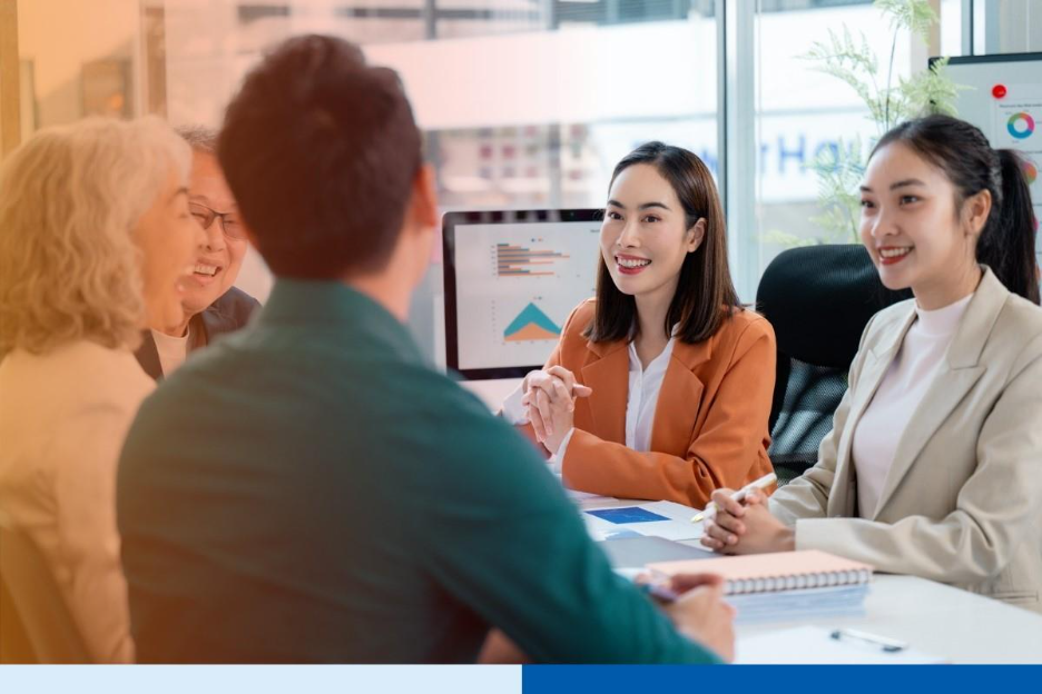 Business team discussing a project during a meeting in the office