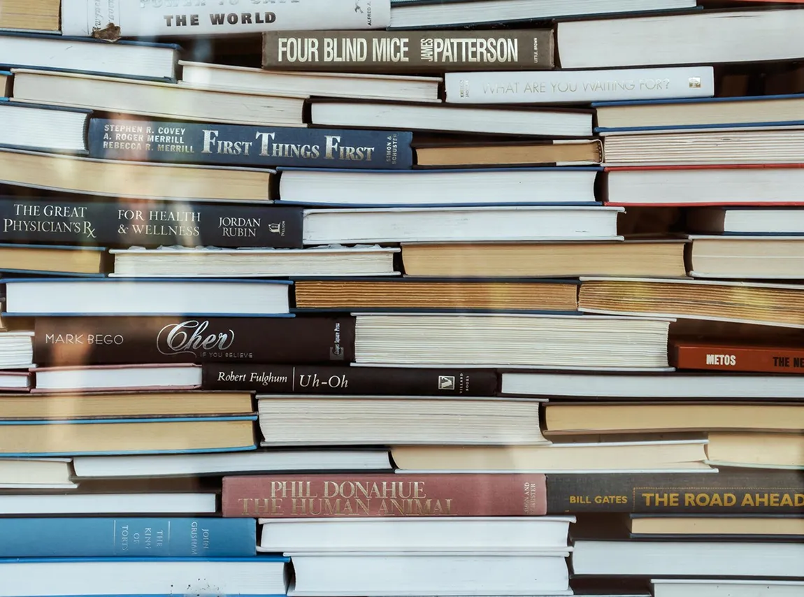 Stacks of books displayed inside a local Hartsville shop