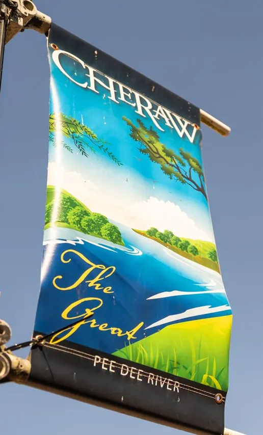 Cheraw street banner featuring the Great Pee Dee River