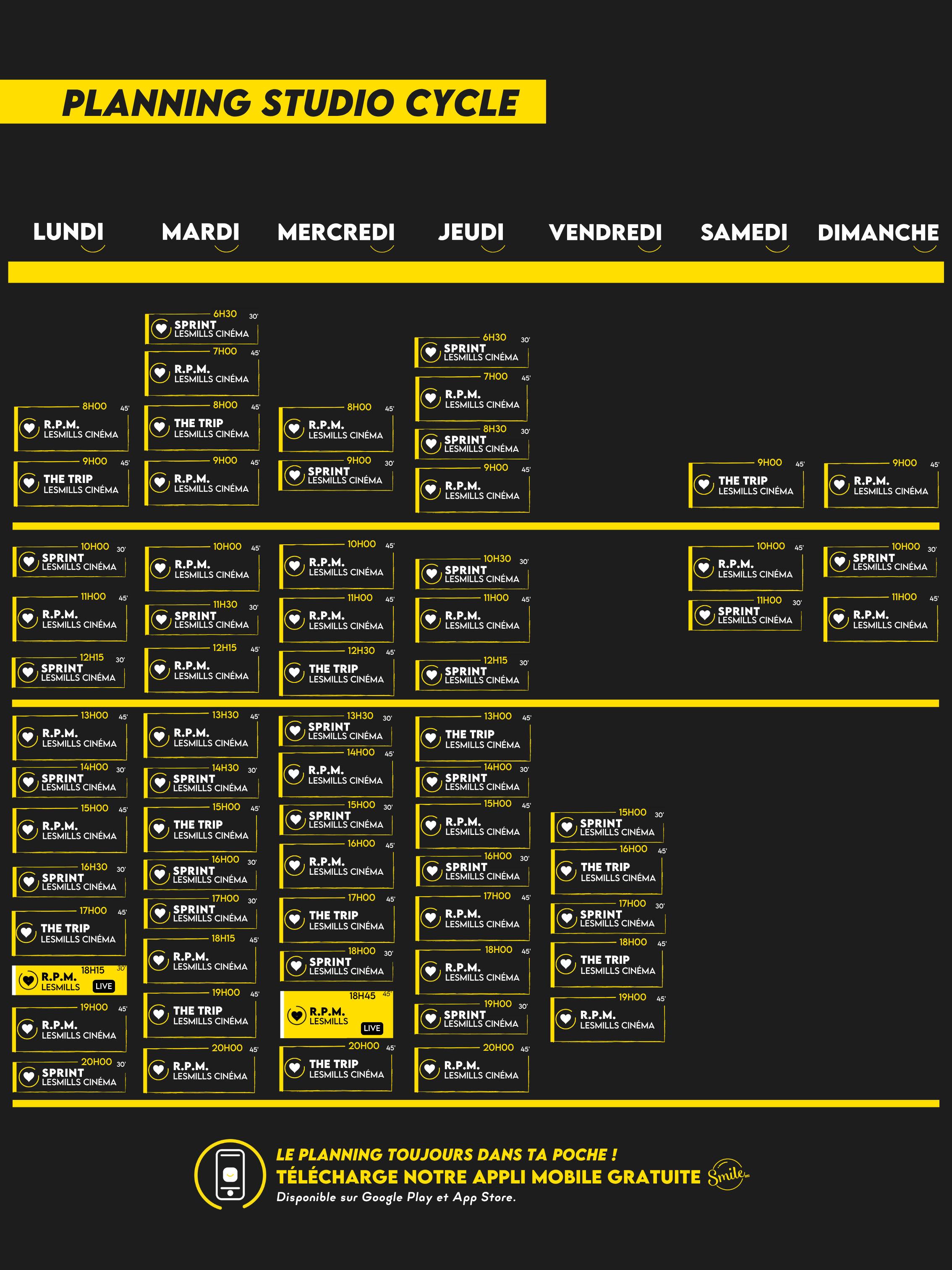 Planning du studio cycle du club de Mauléon