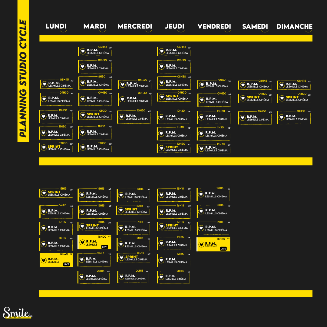 Planning des cours collectifs du club de Mauléon