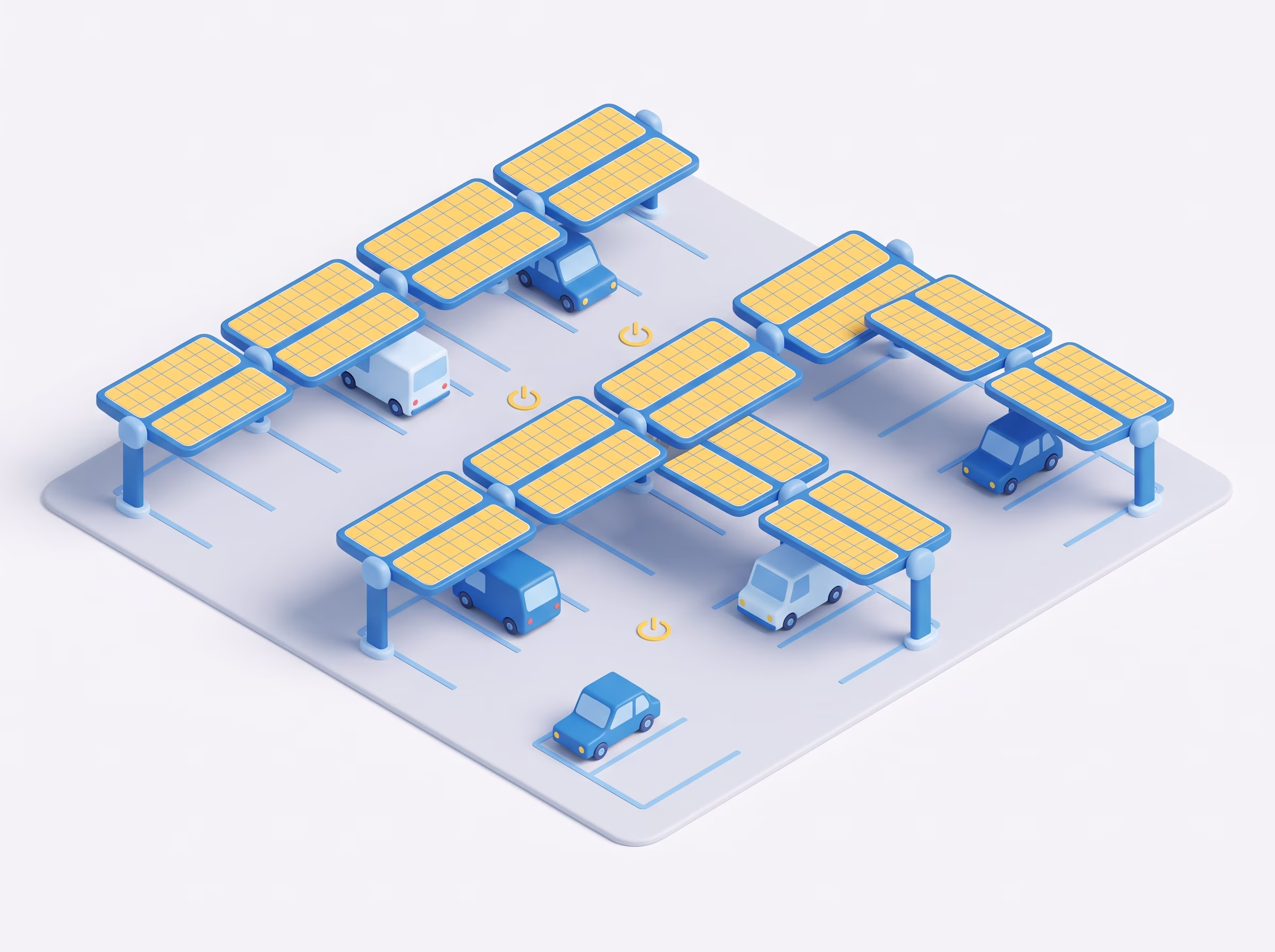Illustration d'un parking avec des ombrieres équipé de panneau solaire