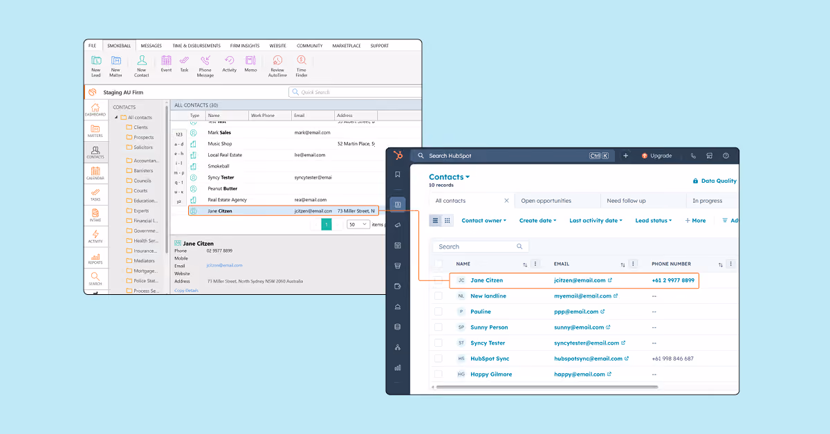 Streamline intake, preserve client context, and reduce admin by connecting HubSpot to your practice management software.