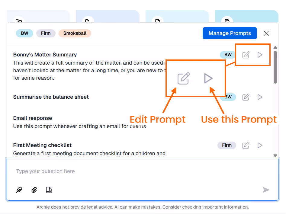 Directions on how to use or edit Prompts