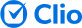 Clio logo with blue checkmark icon and blue text.